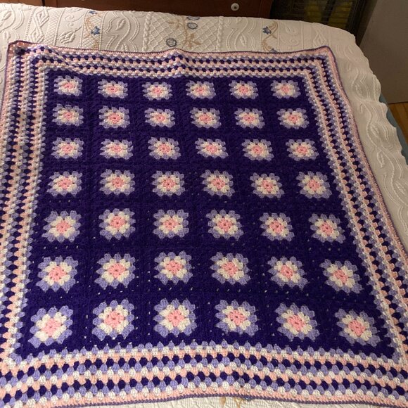Super Cute Handmade 100% Crochet Blanket – Pink & Purple - Picture 2 of 4